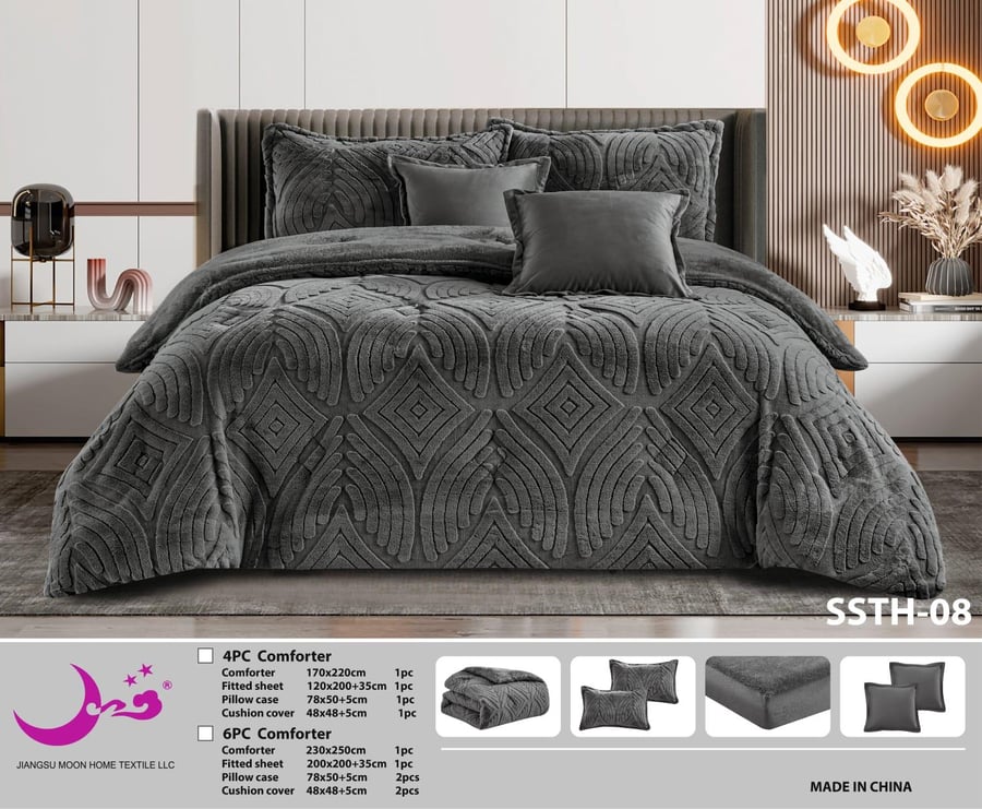 Winter duvet set for one and a half with velvet "Teddy" with prominent butterfly pattern - irresistible winter warmth and elegance
