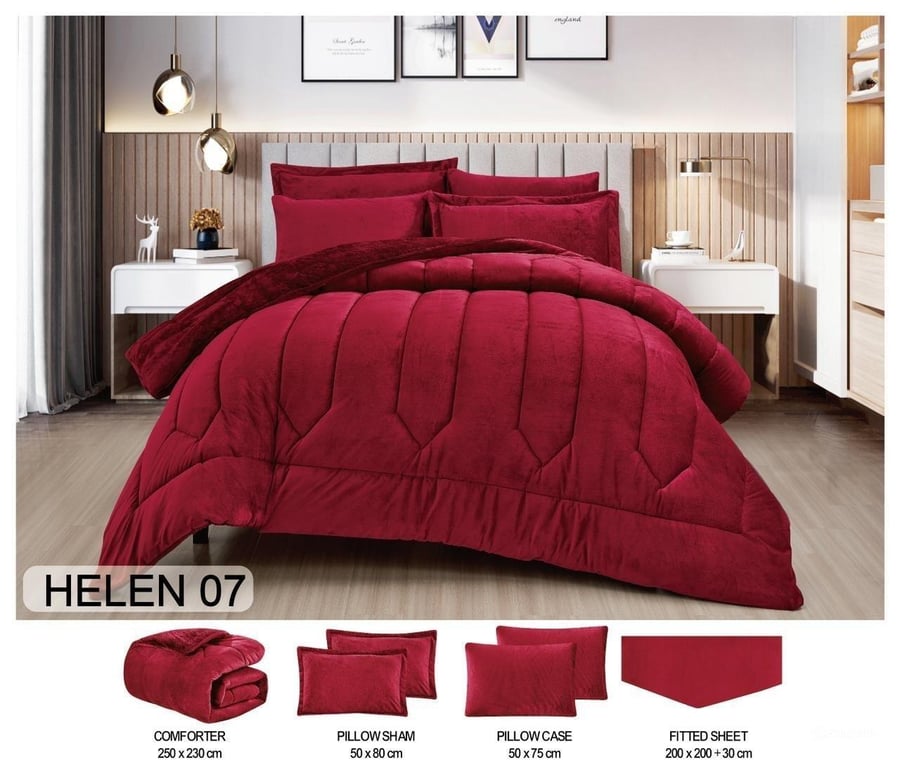 Plain soft velvet bedspread from both sides, one and a half, four pieces