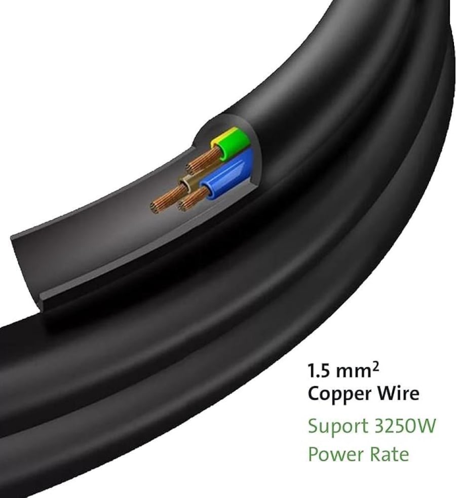 توصيلة كهربائية جرين هوم 4 منافذ  طاقة 2 منافذ usb-منفذ type c شحن سريع-كيبل 3متر اسود-GH-CE4SUC/BK