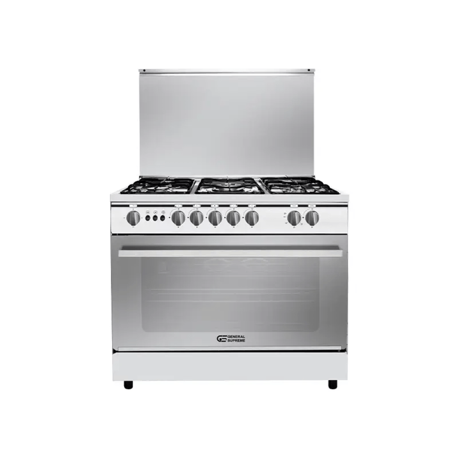 غاز جنرال سوبريم 90*60 سم 5 عيون، أستيل، أمان كامل ، شوايه دوراه ،اشعال ذاتى - GS9060FRGS