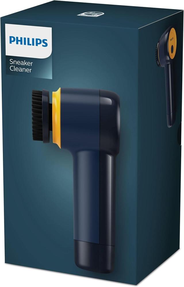 Shoe Cleaner - 3 Rotating Brush Heads to Fit Different Types of Shoes, 4 AA Batteries Included, Dark Blue/Yellow - Blue/Yellow - GCA1000/60