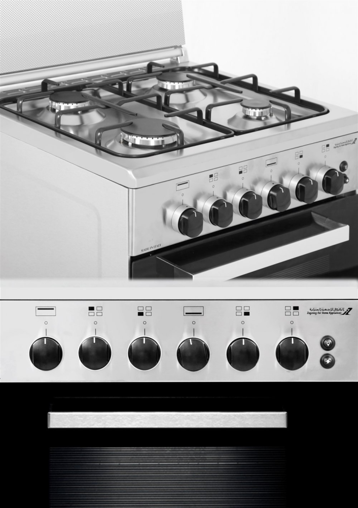 Glem Gas Oven 50*53, 4 Burners, Full Safety - Steel - AL554GIFS