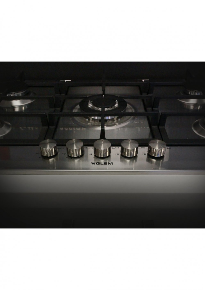 Glem Built-in Hob, 90 cm, 5 Gas Burners, Front Control, Stainless Steel - GTD955HIX