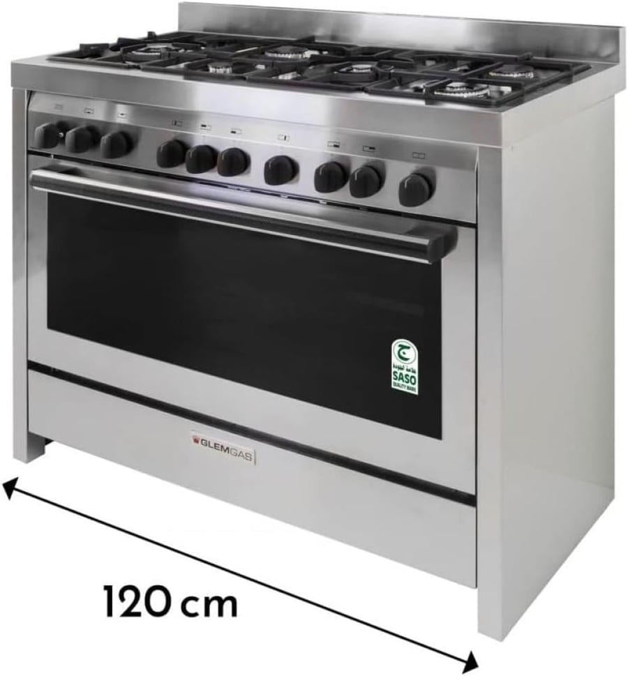 Glem Gas Oven 60*120, Full Safety, 2 Fans - Steel - MGW626RR