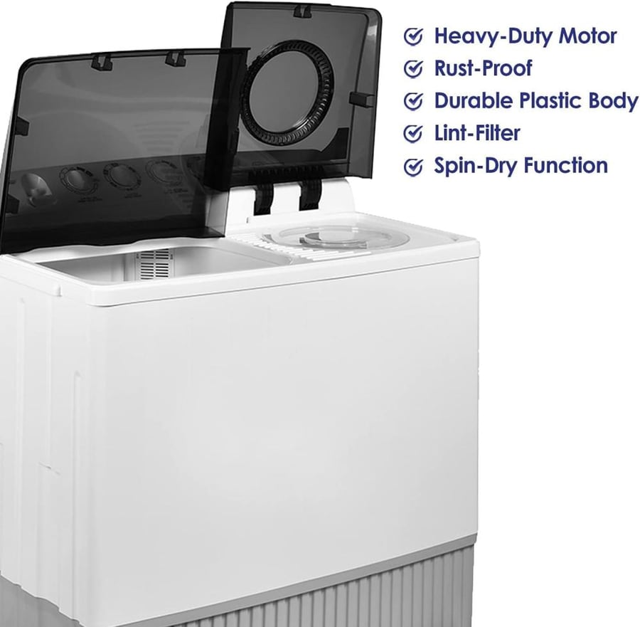 Super General Twin Tub Washing Machine, 9kg Capacity, White - KSGW 96N
