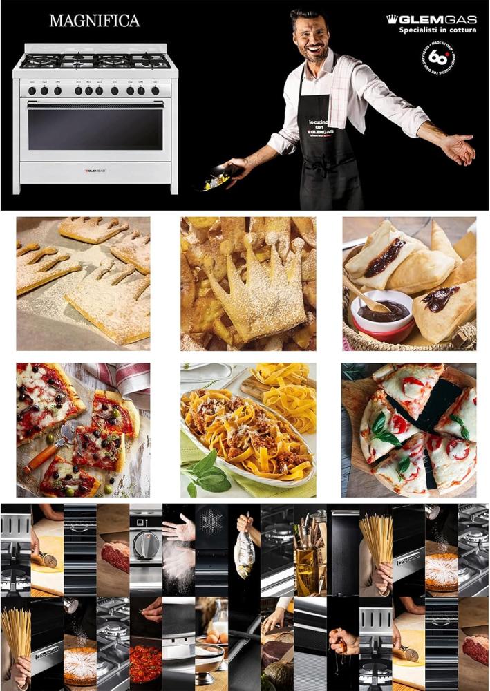 Glem Gas Oven 60*120, Full Safety, 2 Fans - Steel - MGW626RR