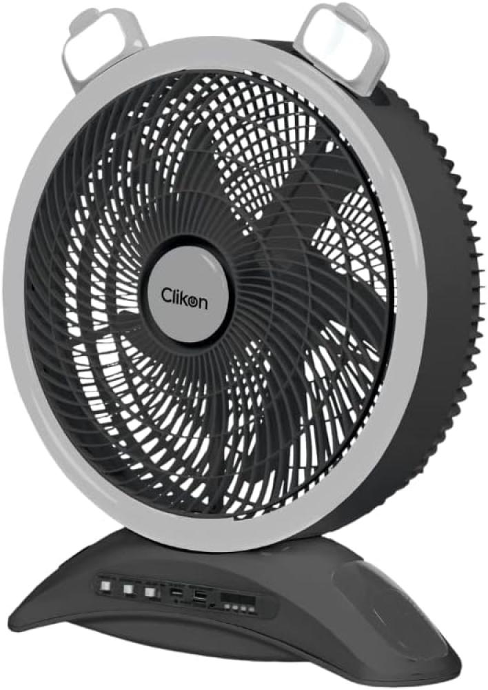 Tornado 14 Inch Rechargeable Table Fan with 2 Side Lights, Remote Control, Charging Indicator, 7000 mAh Battery, 40 Watts, 2 Years Warranty, Grey and White - CK2025