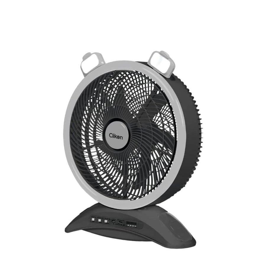 Tornado 14 Inch Rechargeable Table Fan with 2 Side Lights, Remote Control, Charging Indicator, 7000 mAh Battery, 40 Watts, 2 Years Warranty, Grey and White - CK2025