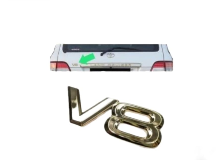 علامة V8 لاندكروزر 98 - 2007 ذهبي كوبي