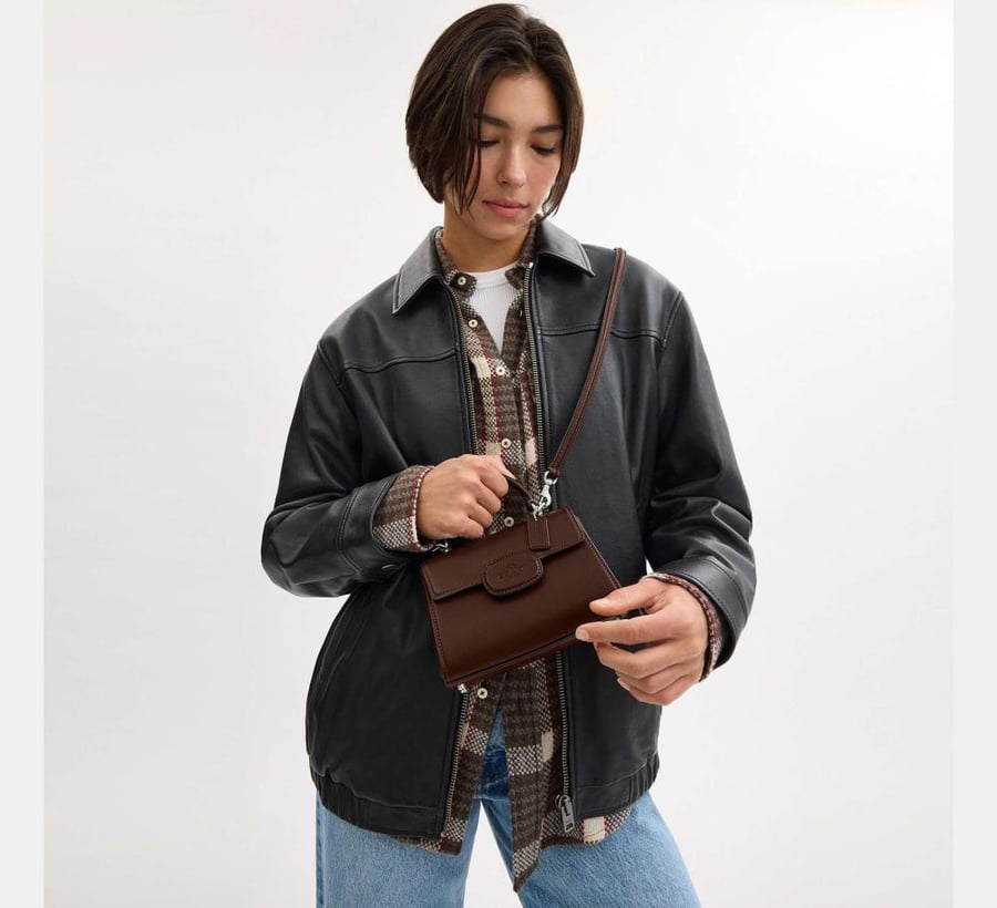 شنطة كوتش Eliza top handle بني/عودي