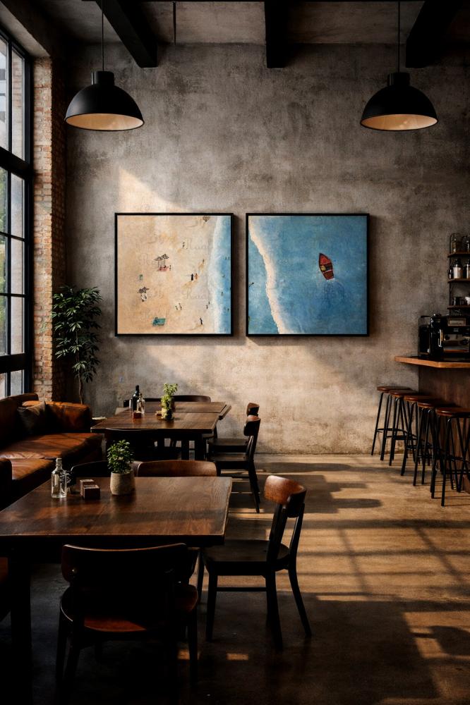 لوحتين بإيطار اسود 60 cm X 60 cm
