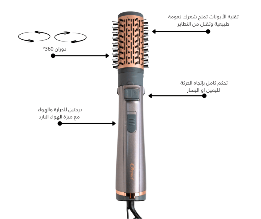 فرشاة اوكيما الدوارة الاحترافية ok-2120 بتقنية الايونات