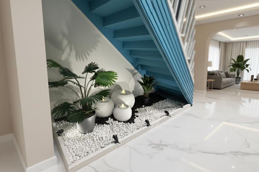 تصميم حديقة مائية داخلية / تحت الدرج ( داخل نجران فقط ).