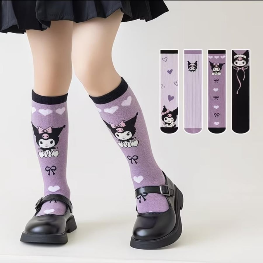جوارب طويله من 4 قطع kuromi