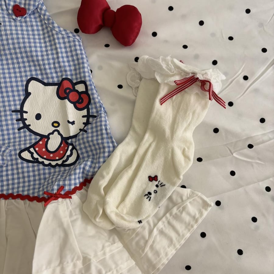طقم بناتي ازرق hello kitty