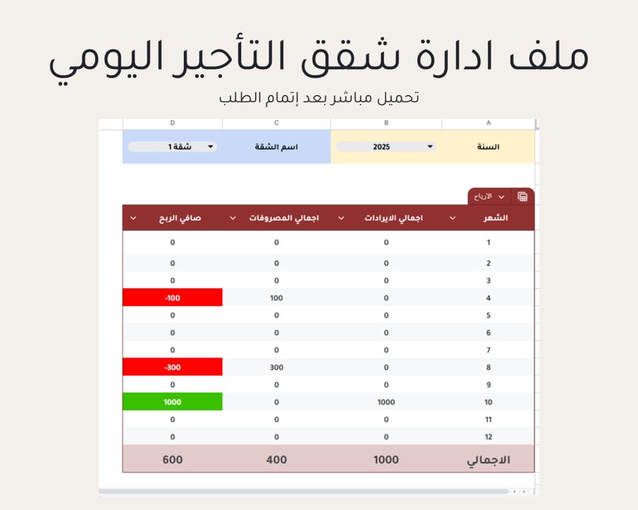 ملف ادارة شقق التأجير اليومي (الاصدار الثاني)