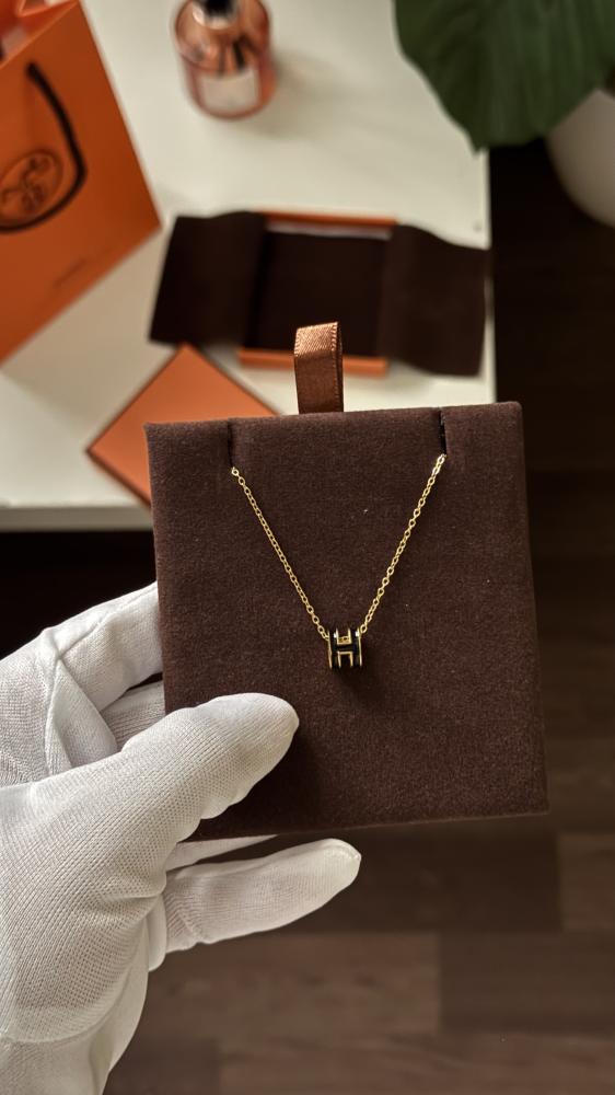 Hermes black necklace