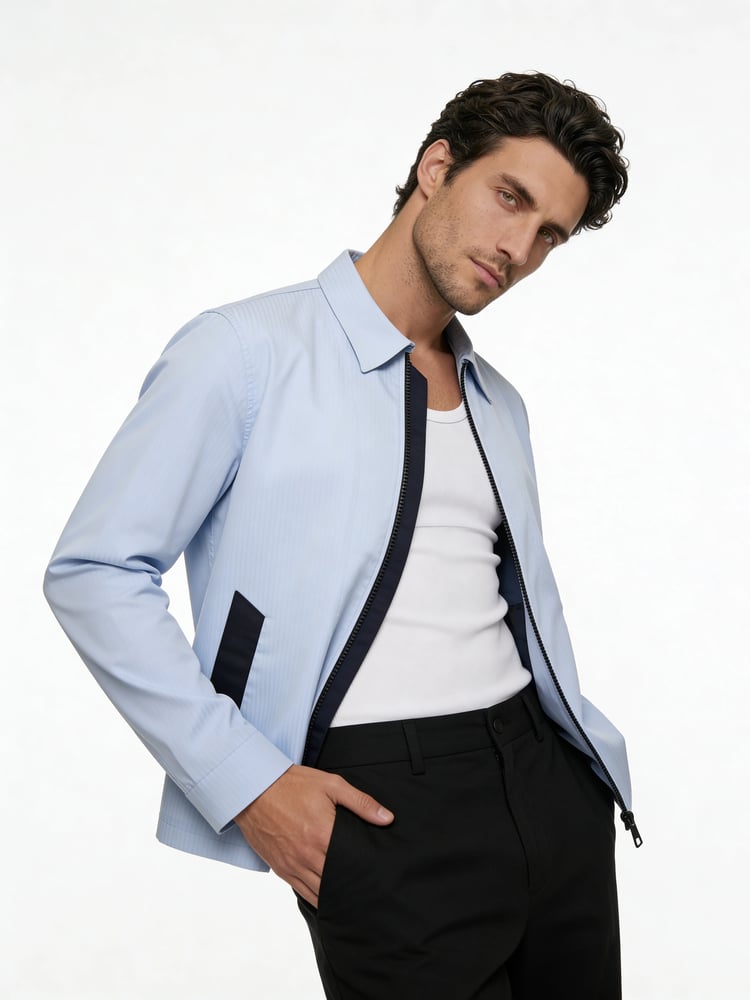 Light Blue Shirt with Navy Edging