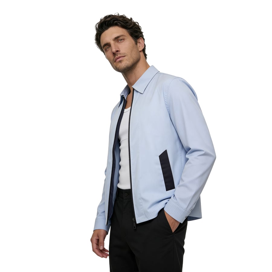 Light Blue Shirt with Navy Edging