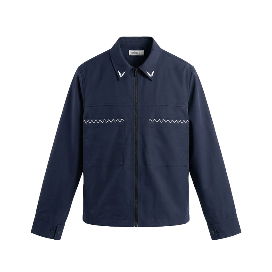 Navy Shirt with Embroidered Pockets