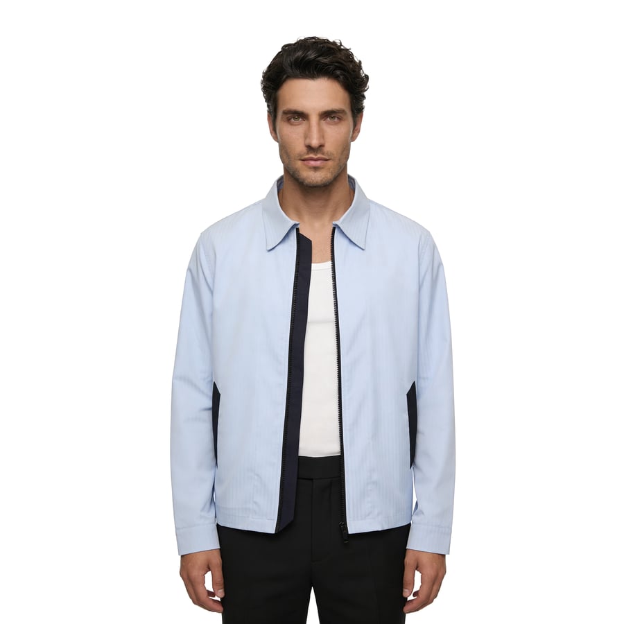 Light Blue Shirt with Navy Edging