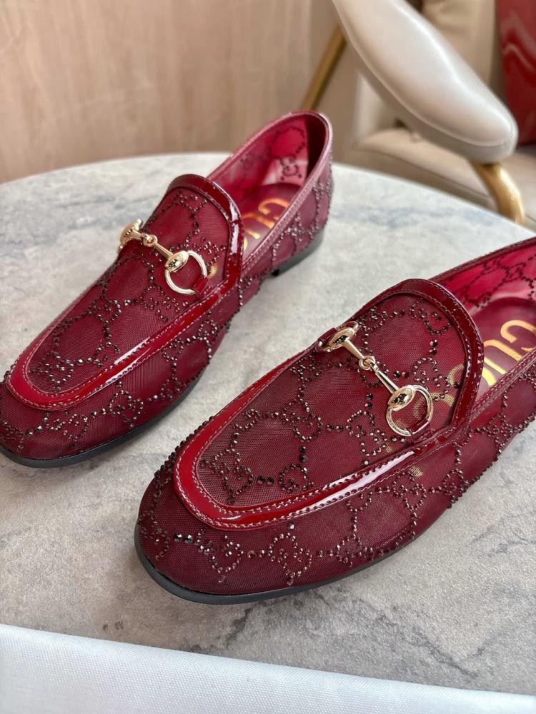 لوفر قوتشي Gucci Jordaan GG crystal mesh loafer
