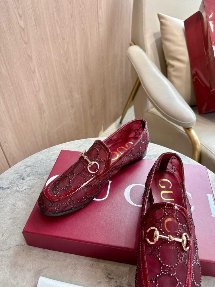 لوفر قوتشي Gucci Jordaan GG crystal mesh loafer