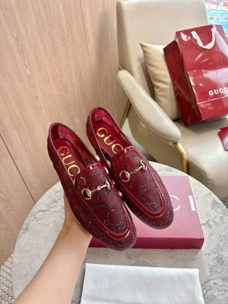 لوفر قوتشي Gucci Jordaan GG crystal mesh loafer