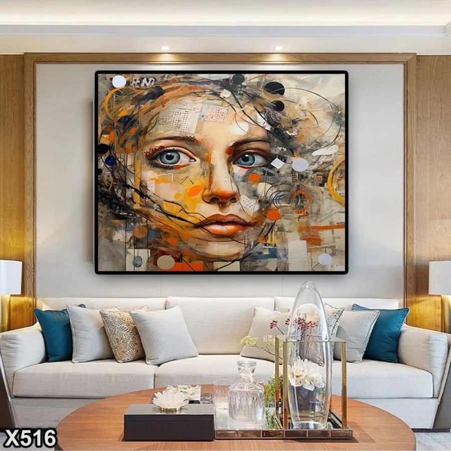 لوحة كانفس مربعة رسم تجريدي