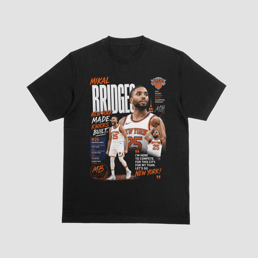 Mikal Bridges, New York Made Knicks Built Retro Streetwear Collage