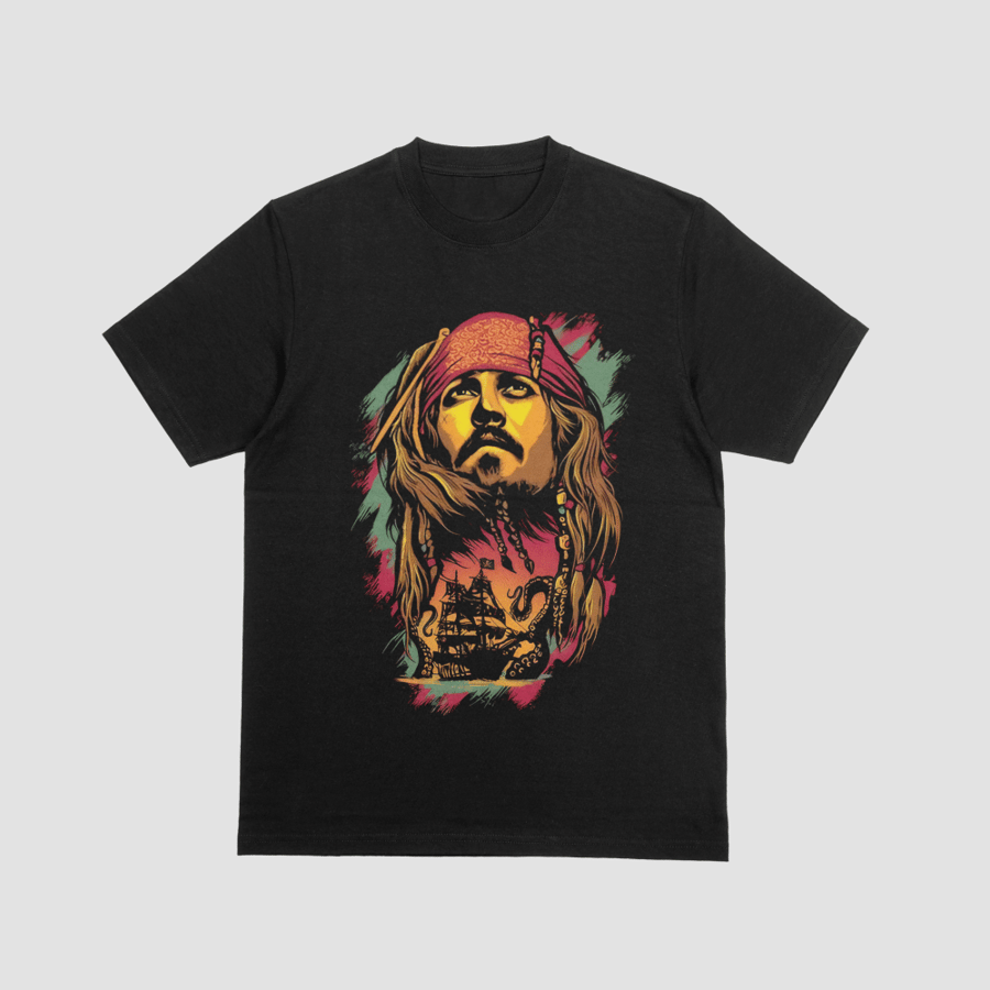 Captain Jack Sparrow Black Pearl Pirates Retro Graphic