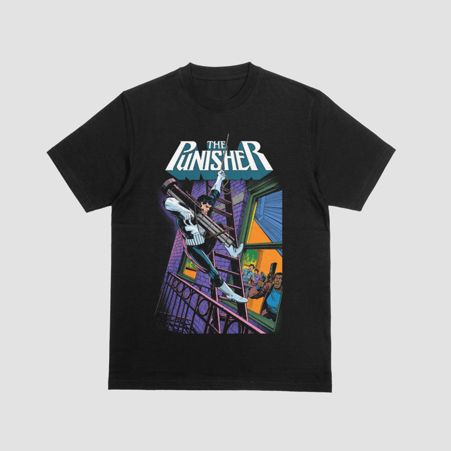 The Punisher Fire Escape Rappelling Bazooka Raid Graphic