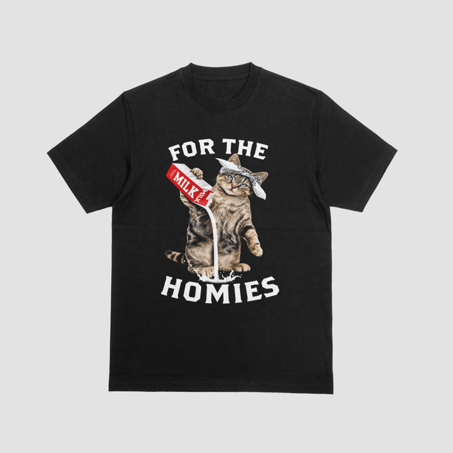 For The Homies Cat Pouring Milk Graphic