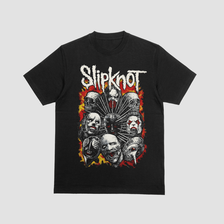 Slipknot Fiery Masks & Skulls Nu Metal Band Graphic