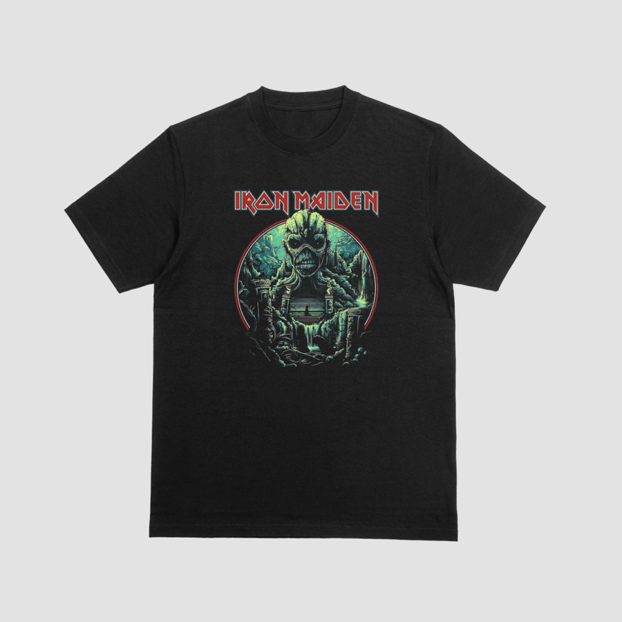 Iron Maiden Eddie Ancient Ruins Waterfall Heavy Metal Graphic