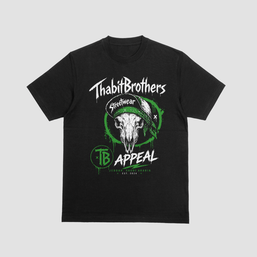 ThabitBrothers Streetwear Skull Green Bandana Graphic