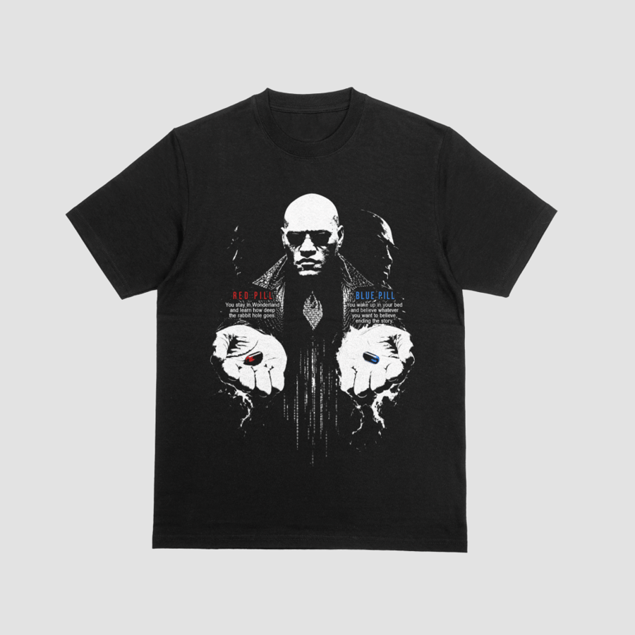 The Matrix Morpheus Red Pill Blue Pill Choice Sci-Fi Graphic