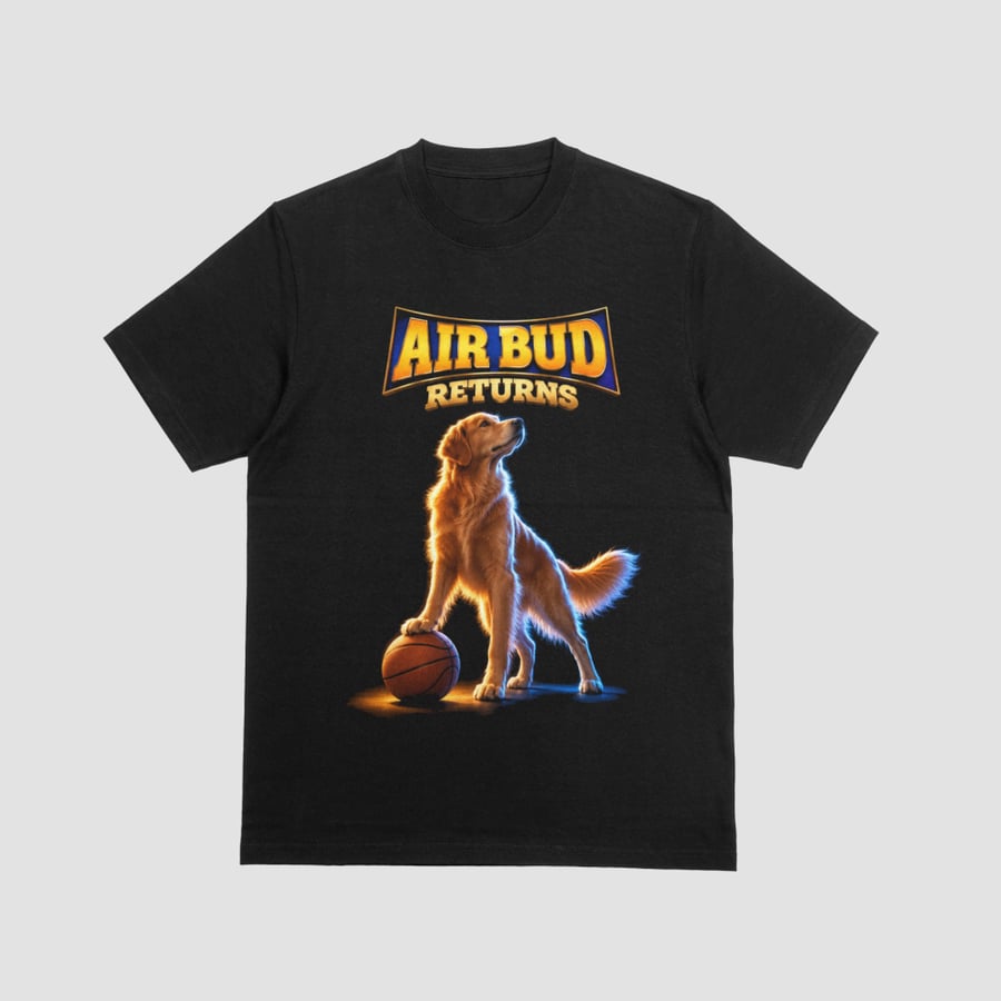 Air Bud Returns Standing Golden Retriever Basketball Movie Graphic