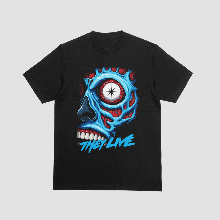They Live Alien Skull Comic Art 80s Sci-Fi Graphic