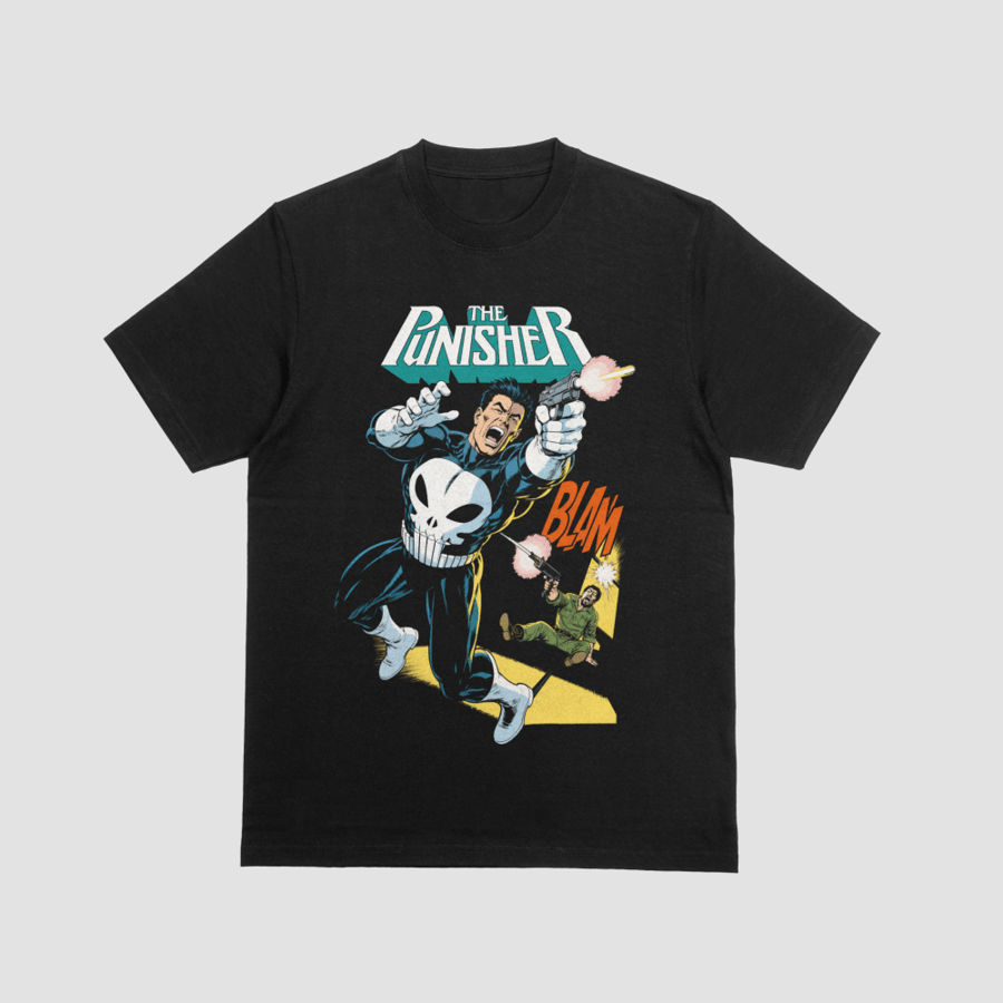 The Punisher Gas Mask Toxic Waste Barrels Skeleton Graphic
