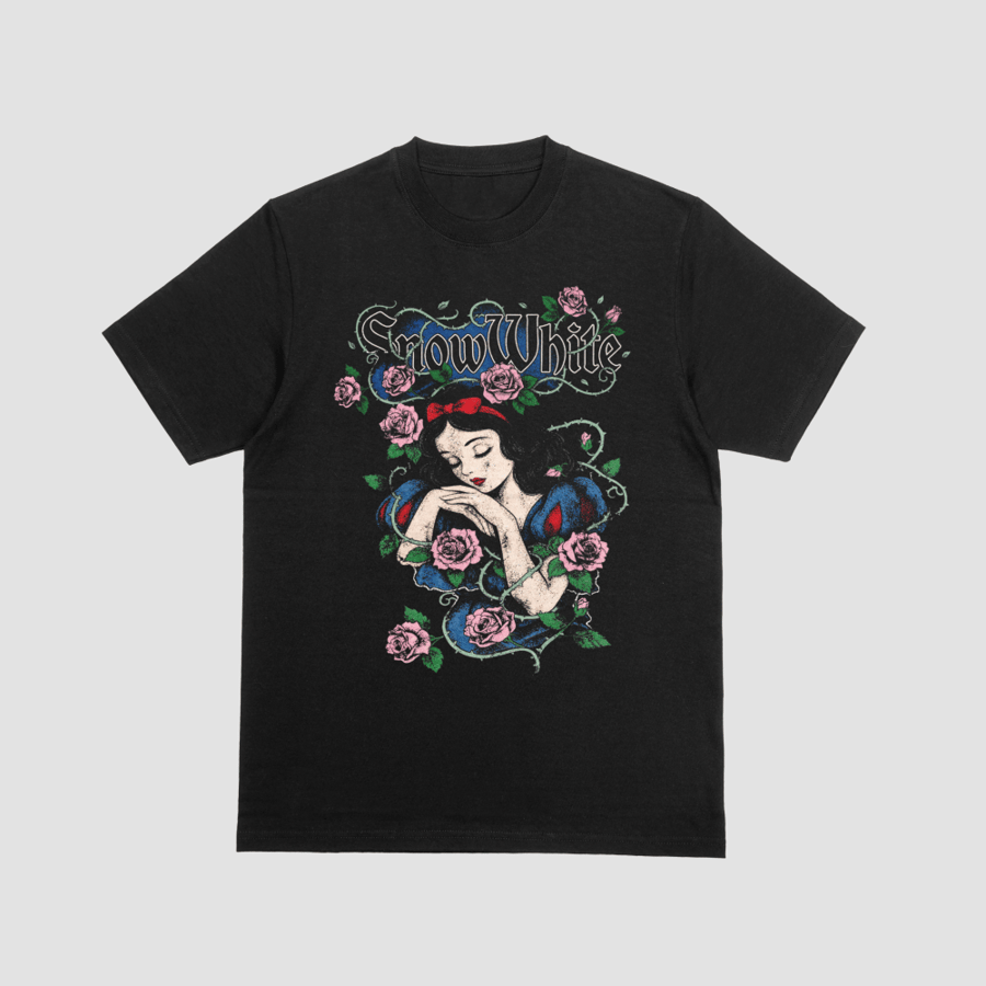 Snow White Sleeping Princess Pink Roses Graphic