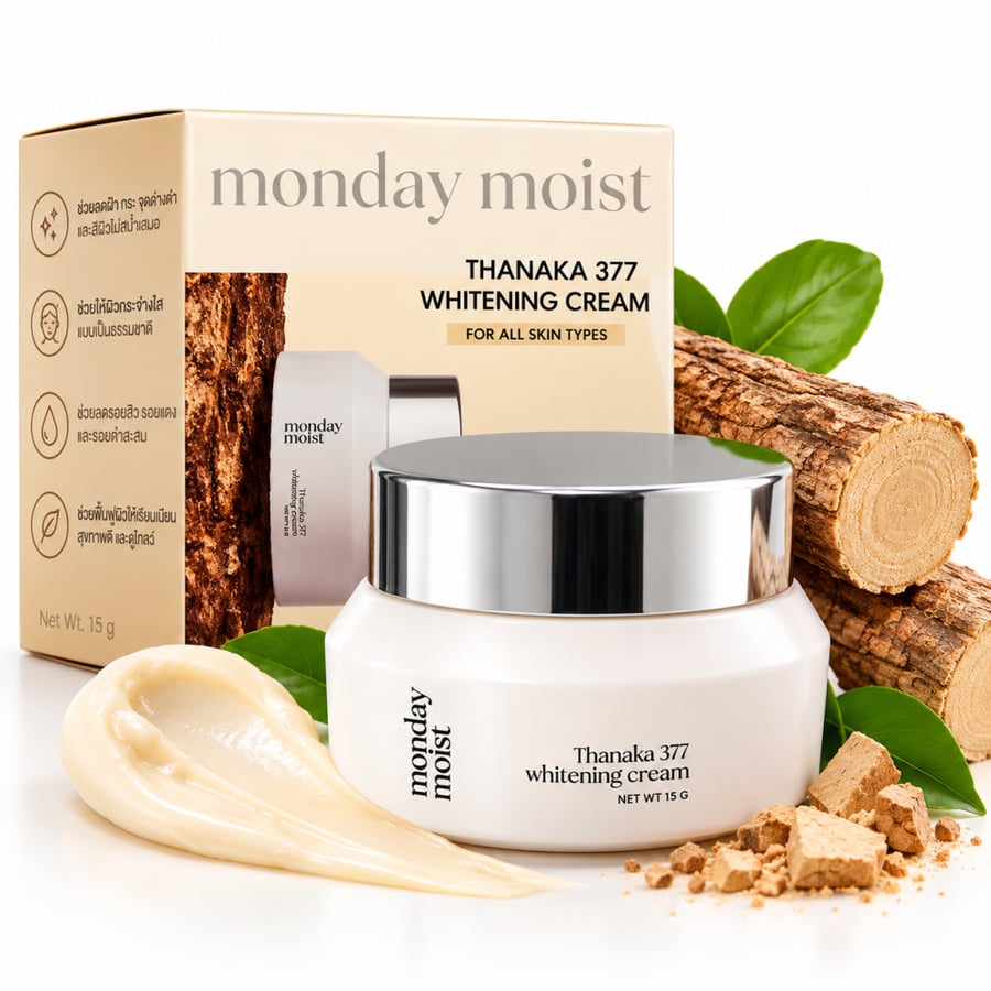 كريم مونداي مويست ثاناكا 377 للتفتيح وتوحيد لون البشرة – 15 جم | Monday Moist Thanaka 377 Whitening Cream
