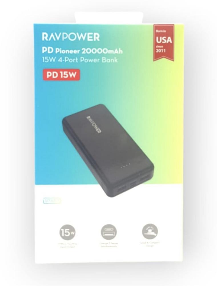 بطارية راف باور بايونير 20000 ملي امبير بقوة 15 واط بمنفذين USB ومنفذ تايب سي ومنفذ مايكرو