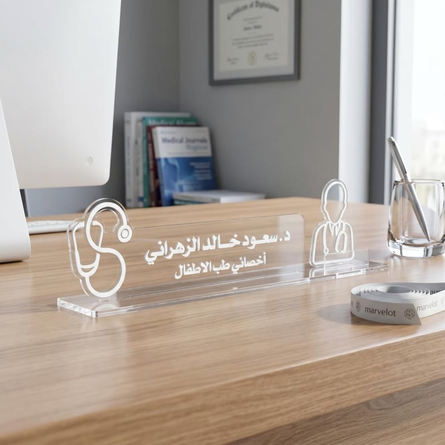 ستاند مكتبي بأسمك وشعار مهنتك