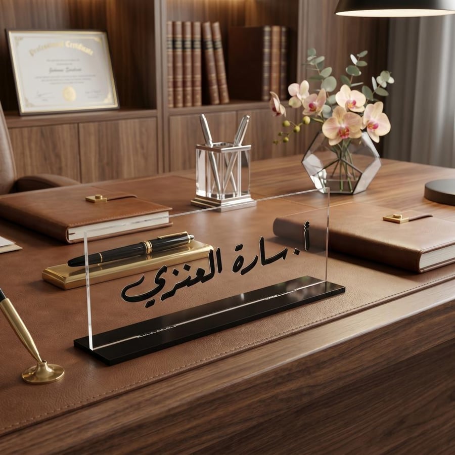 ستاند اسم مكتبي أكريليك مخصص بالاسم
