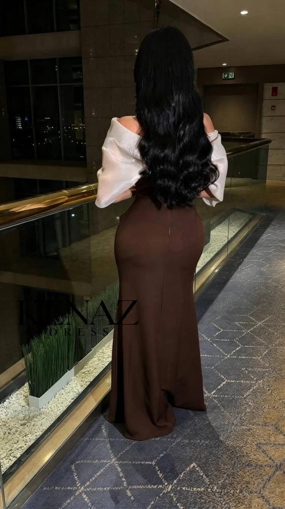فستان سهرة بني باربي وأورجانزا