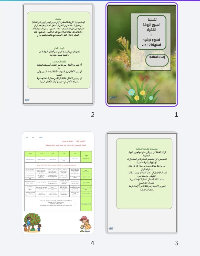 تخطيط اسبوع الروضة الخضراء +  اسبوع ترشيد استهلاك الماء