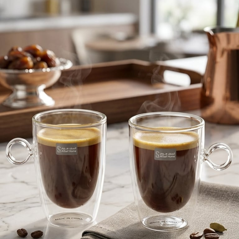 Double Wall Glass Cup Set - 2 Pieces | Saif Home