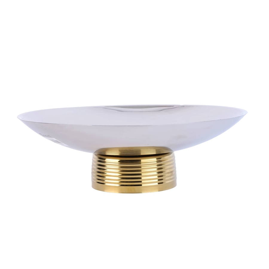 Round serving dish with spiral base - silver and gold