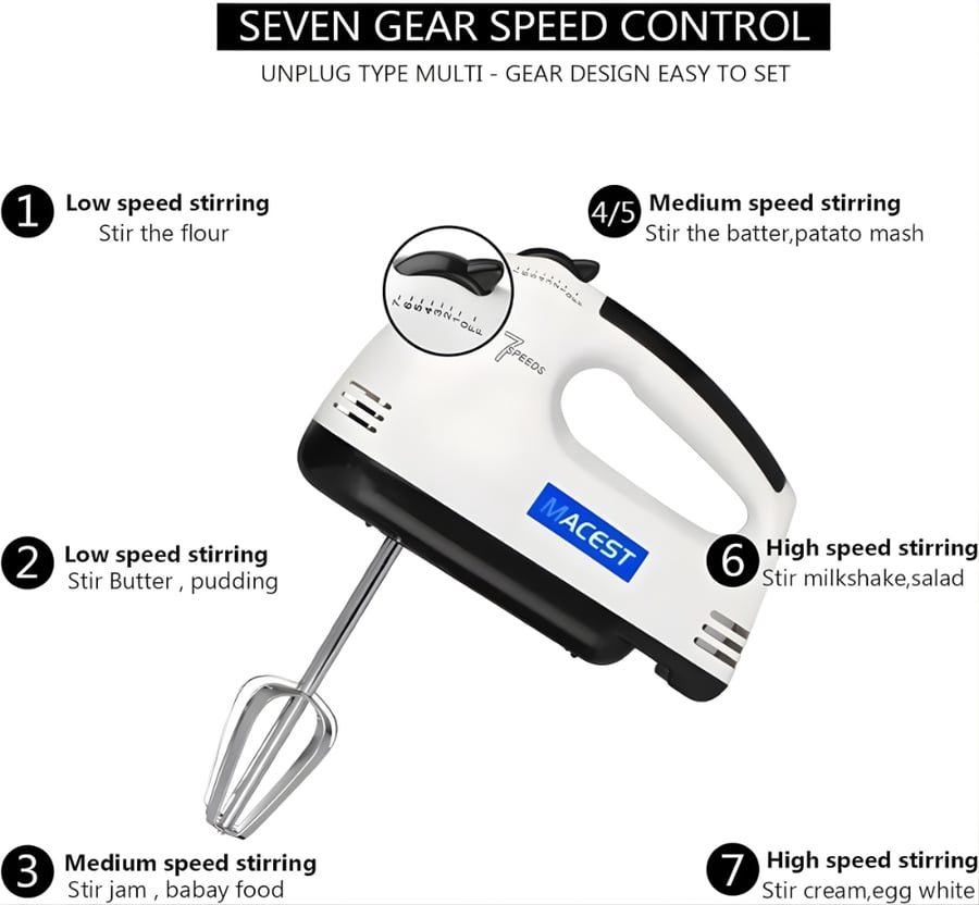 Egg beater mixer - 7 speeds | 100 watts